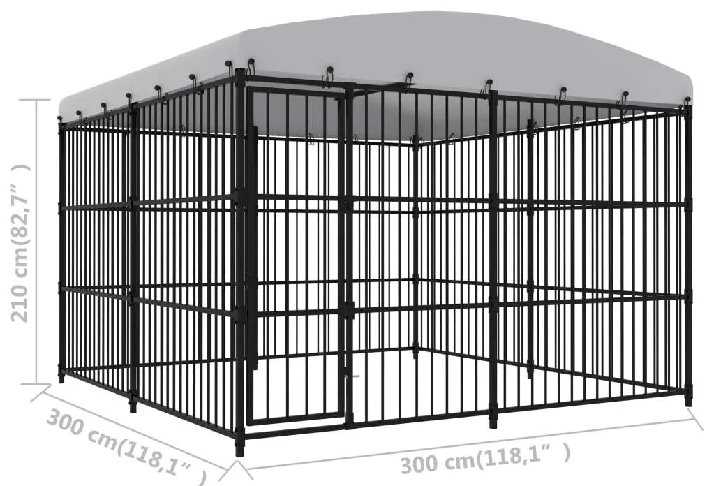vidaXL Κλουβί Σκύλου Εξωτερικού Χώρου 300 x 300 x 210 εκ. με Στέγαστρο