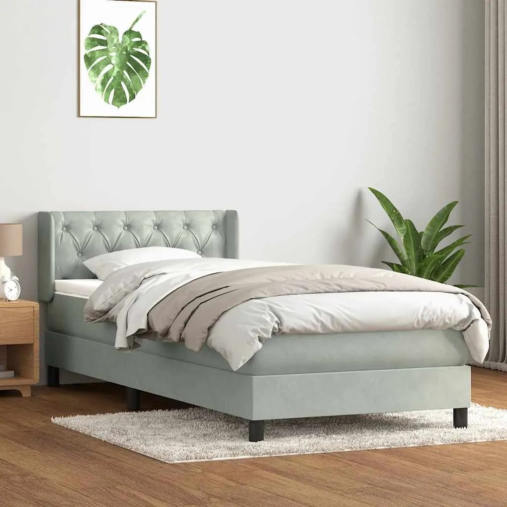 BOX SPRING ΚΡΕΒΑΤΙ ΜΕ ΣΤΡΩΜΑ ΑΝΟΙΧΤΟ ΓΚΡΙ 80X220 CM ΒΕΛΟΥΔΙΝΟ 3318387