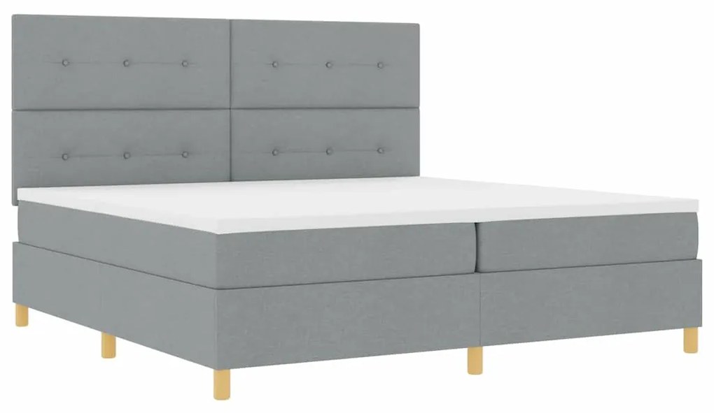 vidaXL Κρεβάτι με ελατήρια Ανοιχτό γκρι 200 x 200 cm ύφασμα