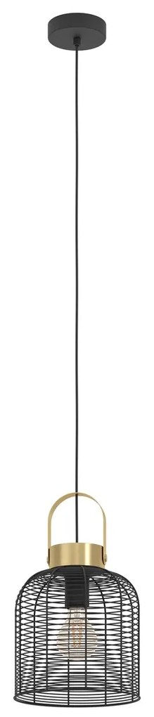 Φωτιστικό Κρεμαστό Eglo 43963 ROUNDHAM Μαύρο Ματ (Black Mat)|Μπρούτζινο (φυσικό) (Brass natural)