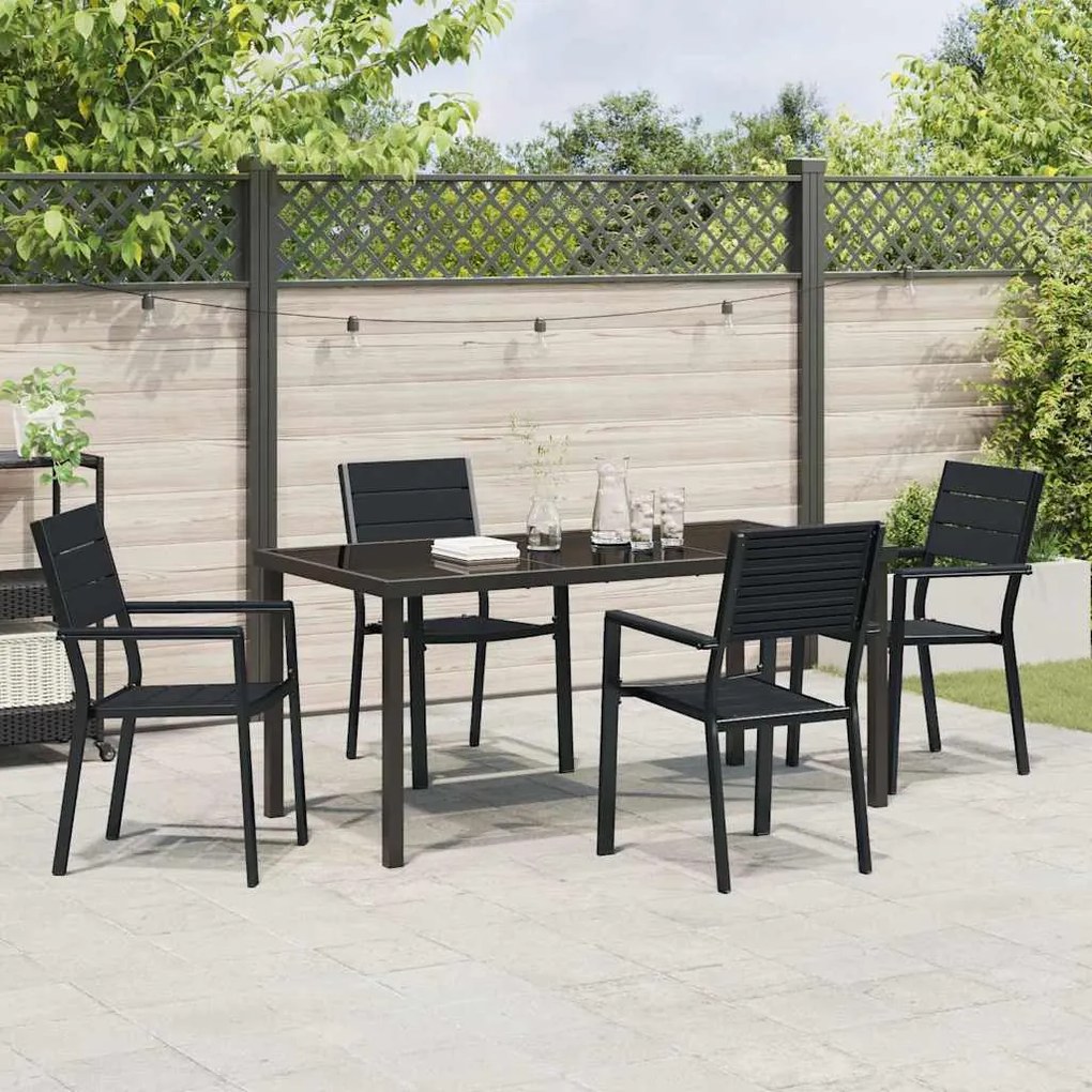 vidaXL Σέτ φαγητού για κήπο 5 pcs Μαύρο HDPE
