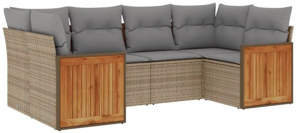 vidaXL Σετ Καναπέ Κήπου 6 τεμ. Μπεζ Συνθετικό Ρατάν με Μαξιλάρια