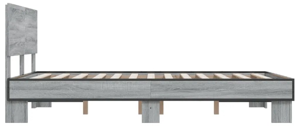 vidaXL Πλαίσιο Κρεβατιού Γκρι Sonoma 120 x 190εκ. Επεξ. Ξύλο &amp; Μέταλλο