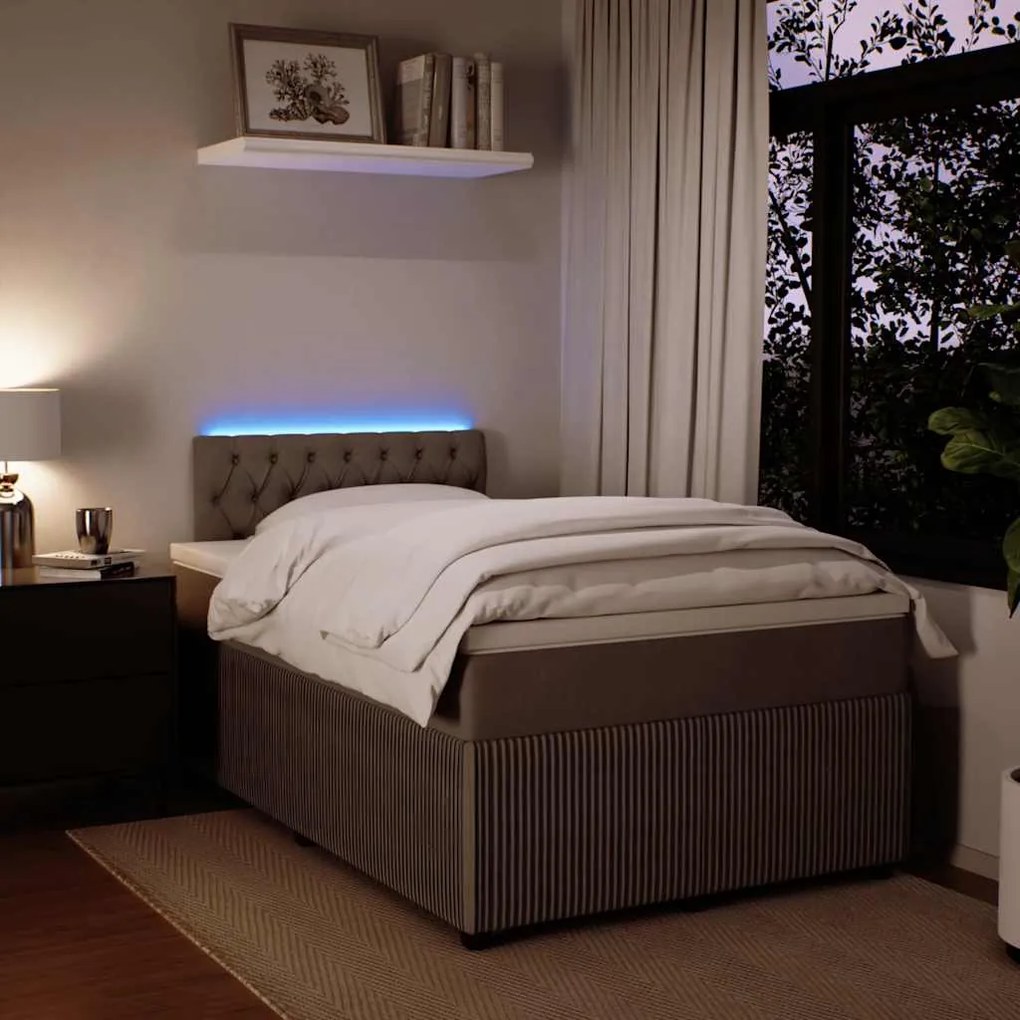 vidaXL Κρεβάτι Boxspring με Στρώμα Ανοιχτό Γκρι 120x190 εκ. Βελούδινο