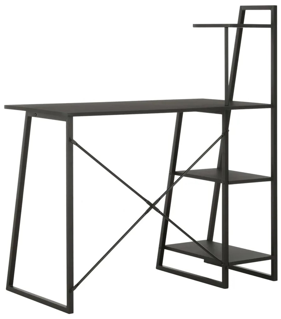 vidaXL Γραφείο με Ράφια Μαύρο 102 x 50 x 117 εκ.
