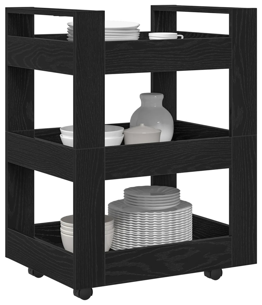 vidaXL Τροχός Κουζίνας Μαύρη Βελανιδιά 60x45x80 εκ. Ξύλο Μηχανικής Κατεργασίας