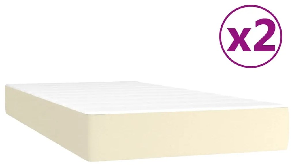 vidaXL Κρεβάτι Boxspring με Στρώμα Κρεμ 200x200 εκ. Συνθετικό Δέρμα