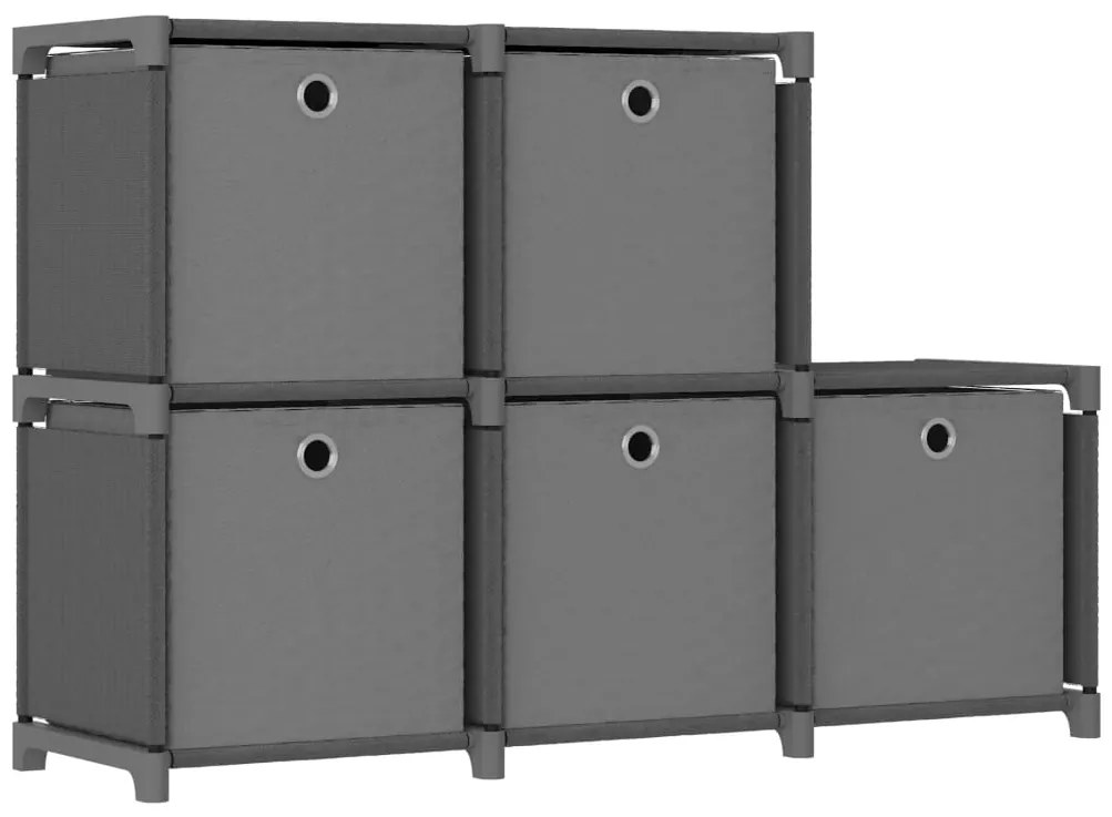 vidaXL Ραφιέρα με 5 Κύβους &amp; Κουτιά Γκρι 103x30x72,5 εκ. Υφασμάτινη