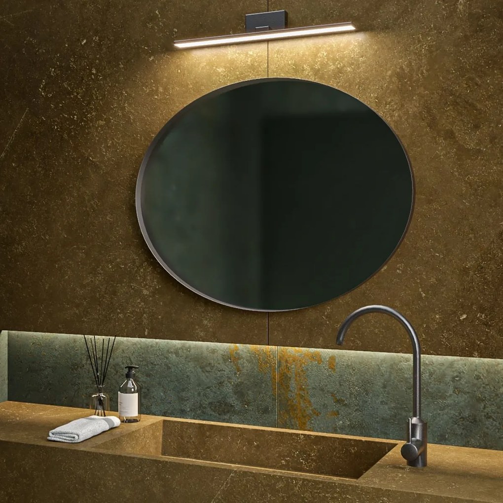 Καθρέπτης τοίχου Iron Oval 85x65,λάμα χάλυβα 3εκ. Φωτισμός: Χωρίς φωτισμό, Χρώμα Λάμας: Χρυσό (Gold)
