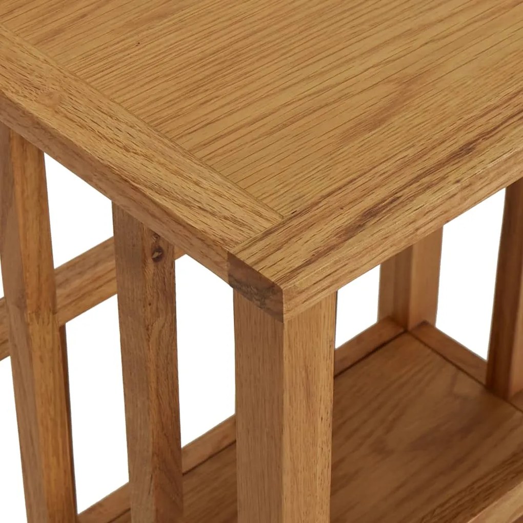 vidaXL Τραπεζάκι με Θήκη Περιοδικών 45 x 35 x 55 εκ. Μασίφ Ξύλο Δρυός