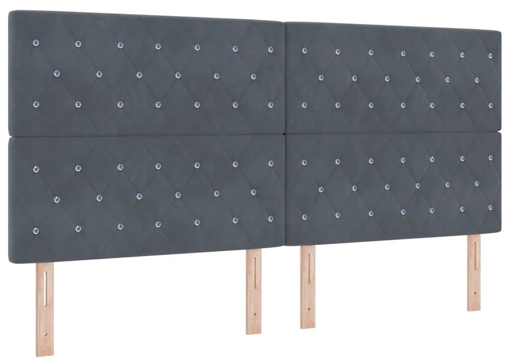 vidaXL Κρεβάτι με ελατήρια Σκούρο γκρι 200 x 200 cm Βελούδο