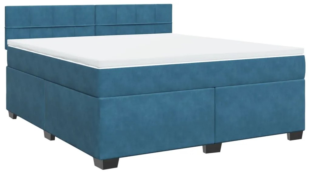 vidaXL Κρεβάτι Boxspring με Στρώμα Μπλε 180x200 εκ. Βελούδινο