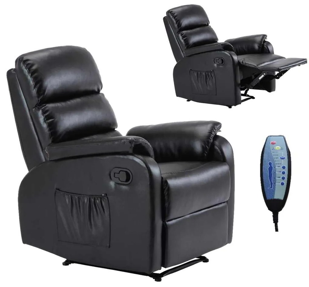 Πολυθρόνα Relax Massage COMFORT Pu Μαύρο 79x97x101cm