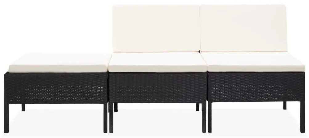 vidaXL Σαλόνι Κήπου 3 Τεμαχίων Μαύρο από Συνθετικό Ρατάν με Μαξιλάρια