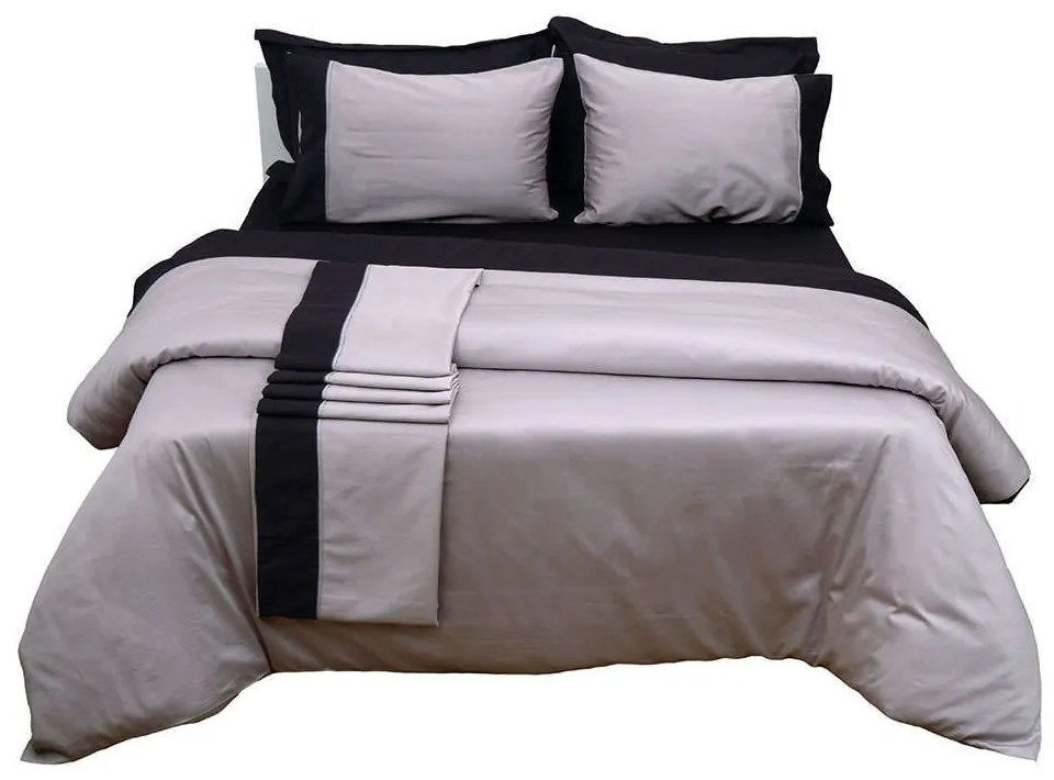 Παπλωματοθήκη Με Φάσα Luxury Bicolour 1 Grey/Black Anna Riska Υπέρδιπλo 220x240cm 100% Βαμβακοσατέν