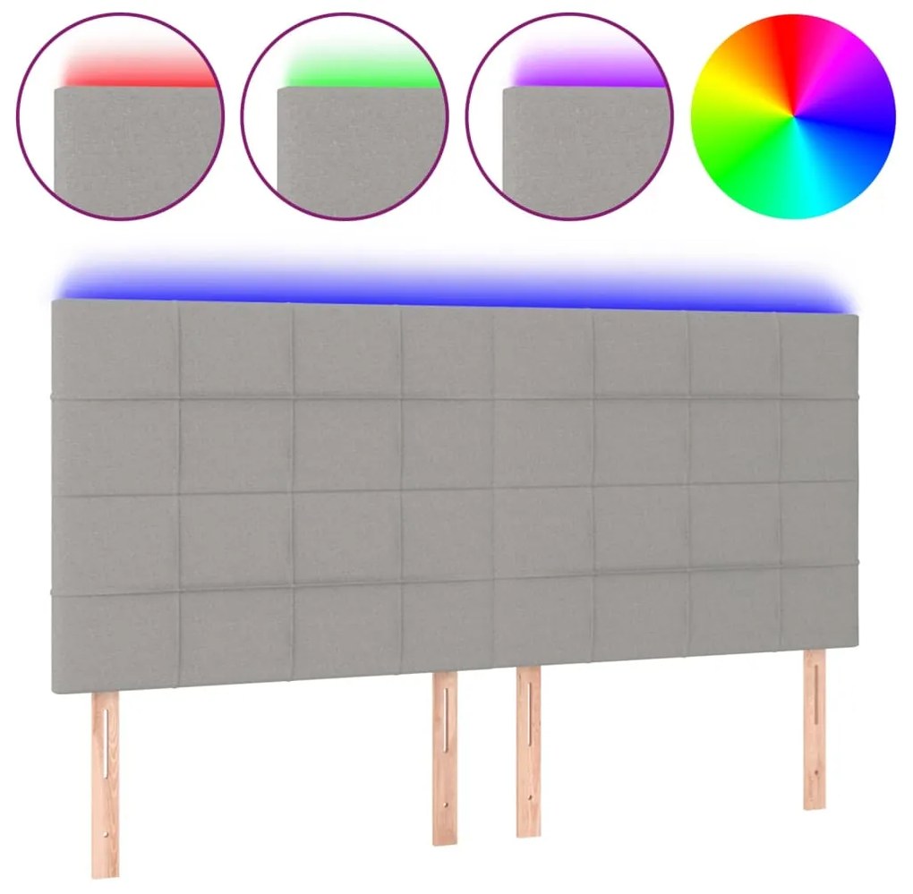 vidaXL Κεφαλάρι Κρεβατιού LED Ανοιχτό Γκρι 180x5x118/128εκ. Υφασμάτινο