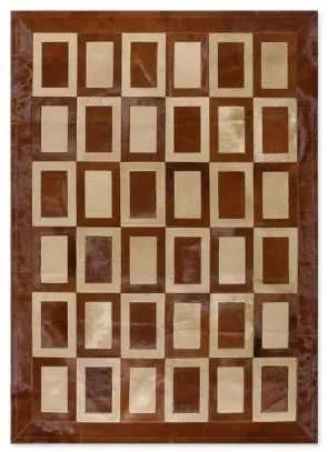 Δερμάτινο Χειροποίητο Χαλί Skin Blocks Brown-Beige - 150x200