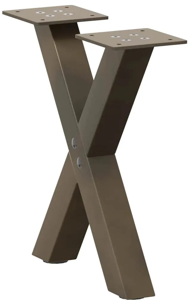 Πόδια Τραπεζιού Σαλονιού σε Σχήμα Χ, 2 τεμ. από Φυσικό Ατσάλι 37x(30-31) εκ. Ατσάλι