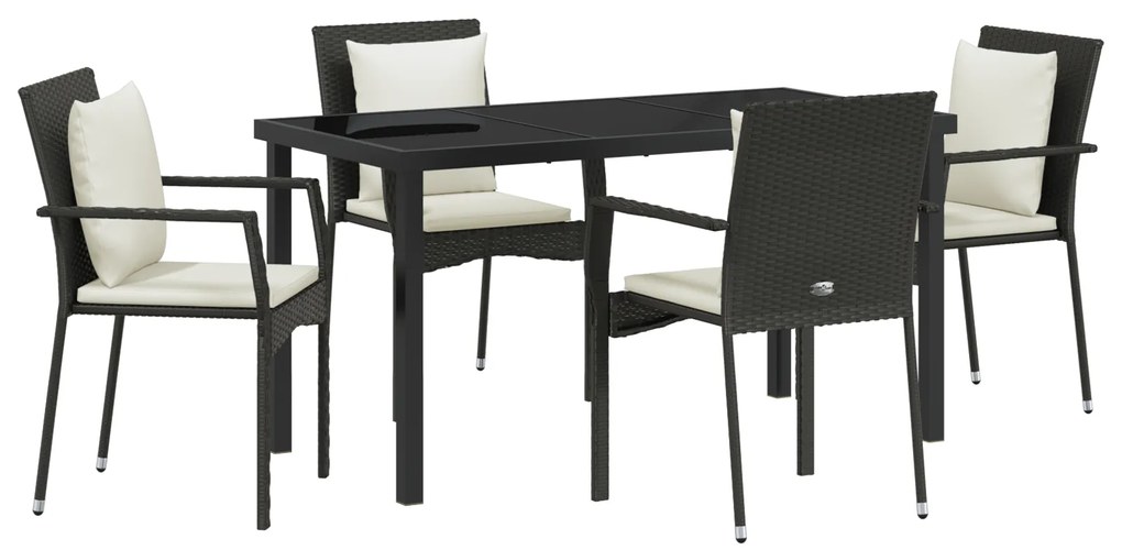 vidaXL Σετ Τραπεζαρίας Κήπου 5 pcs Μαύρο 140 x 70 x 73 cm PE Ρατάν