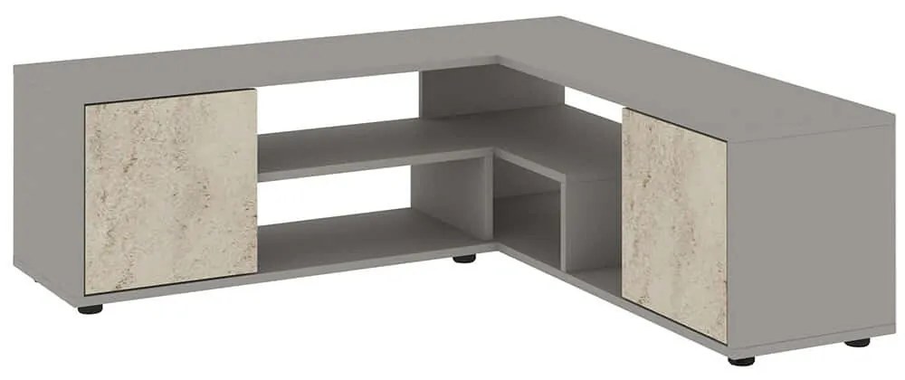 Έπιπλο Tηλεόρασης Γωνιακό Rosa 382NRC2523 125x35/120x40cm Travertine Beige-Grey