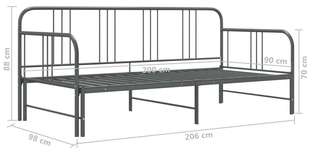 ΠΛΑΙΣΙΟ ΓΙΑ ΚΑΝΑΠΕ - ΚΡΕΒΑΤΙ ΓΚΡΙ 90 X 200 ΕΚ. ΜΕΤΑΛΛΙΚΟ 324754