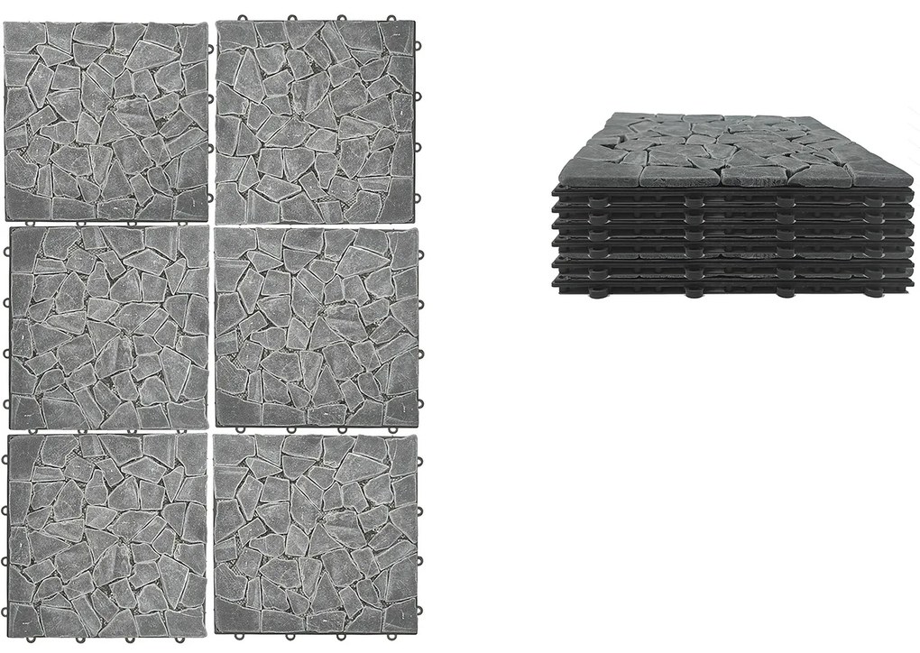 Πλακάκια Δαπέδου Μαύρο Πέτρα 30.5x30.5x2cm 6Τμχ-06512921