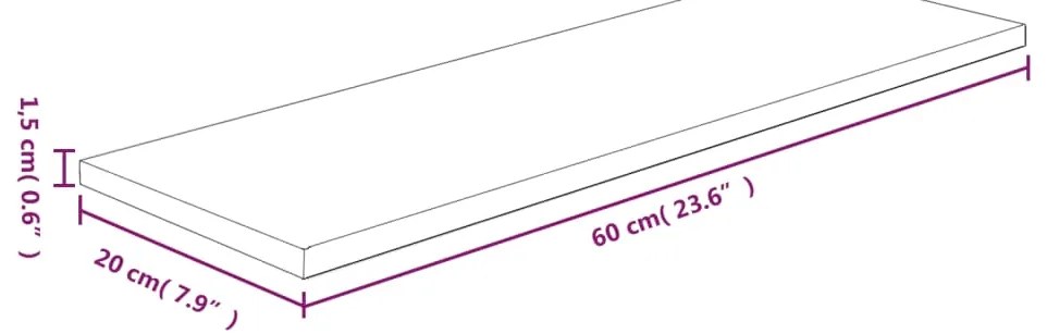 vidaXL Ράφι 60x20x1,5 εκ. από Ακατέργαστο Μασίφ Ξύλο Δρυός
