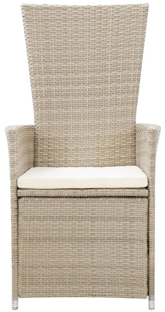 vidaXL Πολυθρόνες Κήπου Ανακλ/νες 2 τεμ. Μπεζ Συνθ. Ρατάν + Μαξιλάρια