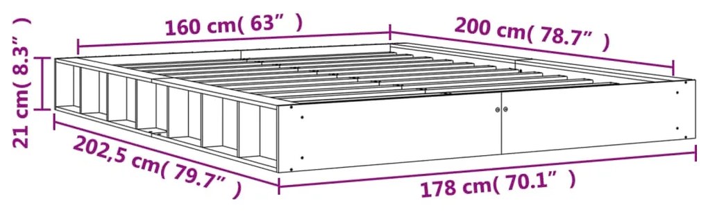 Σκελετός Κρεβ. Χωρίς Στρώμα Καφέ Κεριού 160x200 εκ Μασίφ Πεύκο - Καφέ