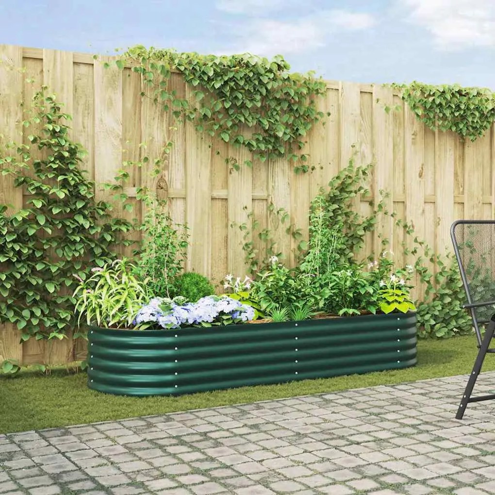 vidaXL Υπερυψωμένη Ζαρντινιέρα Πράσινο 240 x 80 x 44 cm Ατσάλι