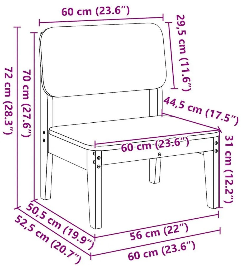 Καρέκλα κήπου Λευκό 60x52,5x72 cm Ξύλο πεύκο μασίφ - Λευκό