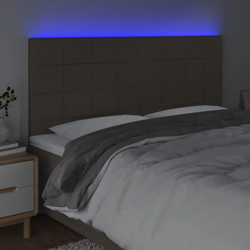 Κεφαλάρι Κρεβατιού LED Taupe 160x5x118/128 εκ. Υφασμάτινο 3122434