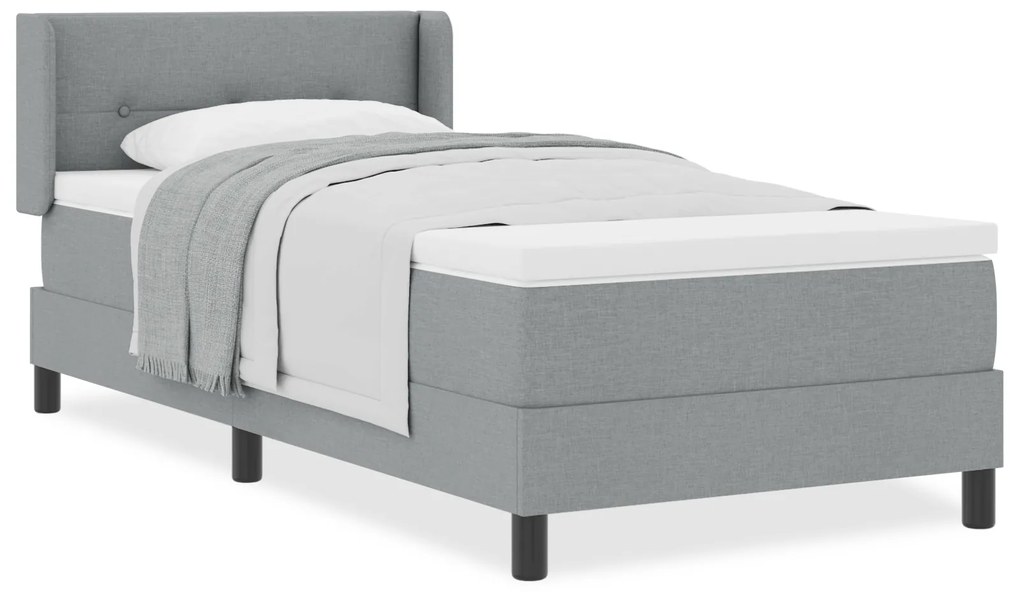 vidaXL Κρεβάτι Box Spring με Στρώμα - Ανοιχτό γκρι, 80 x 200 εκ., Ύφασμα.