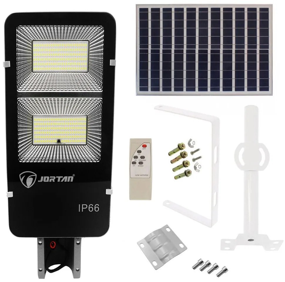 Led Αδιάβροχο Ηλιακό Φωτιστικό Δρόμου 200W 24000LM με Βάση Στήριξης και Τηλεχειριστήριο Jortan JT-YS-200W