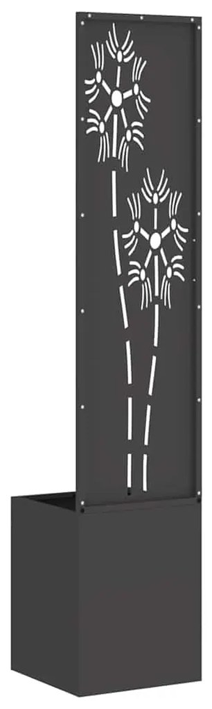 vidaXL Οθόνη Ιδιωτικότητας Κήπου Floral Μαύρο 32 x 140 εκ.