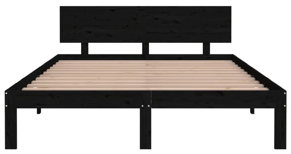 vidaXL Πλαίσιο Κρεβατιού Μαύρο 140 x 200 εκ. από Μασίφ Ξύλο Πεύκου