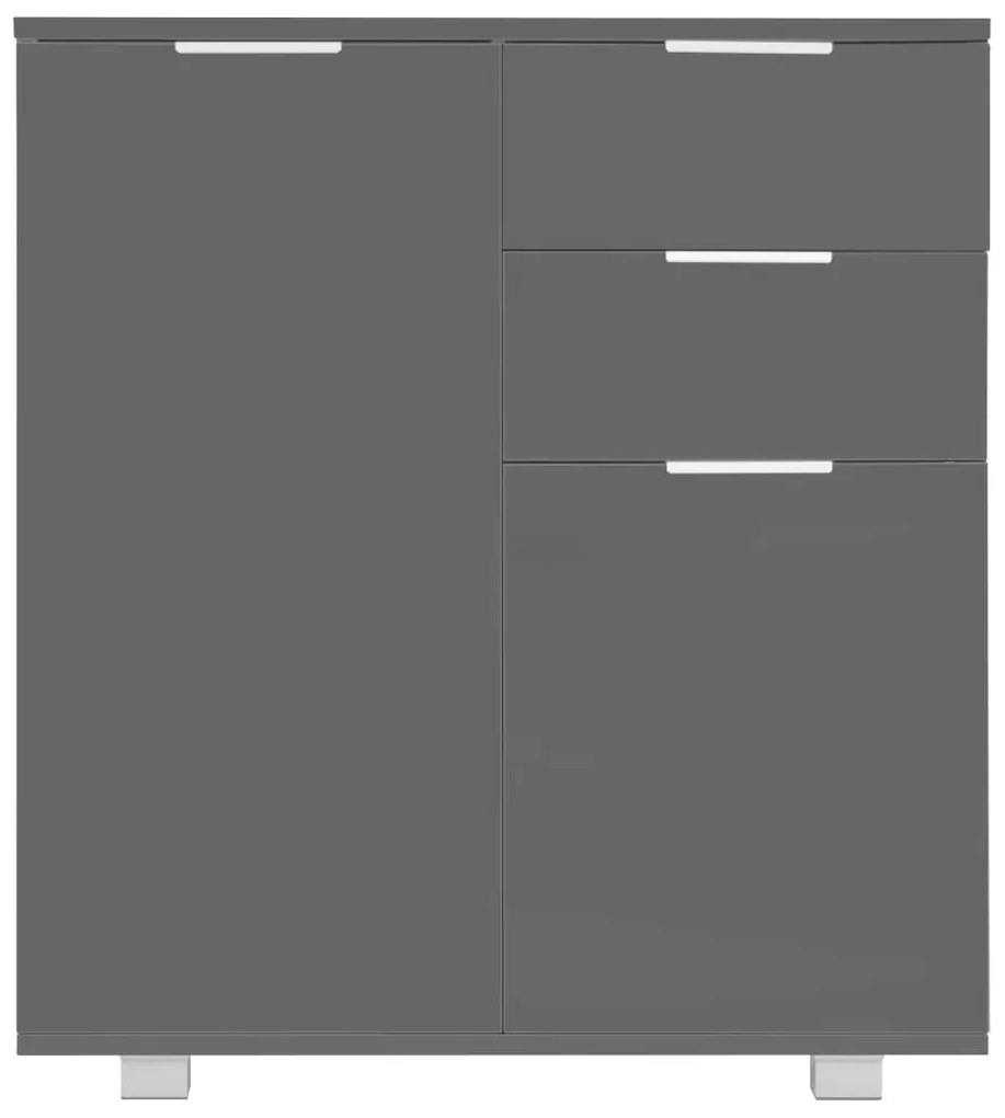 vidaXL Μπουφές Ψηλός Γυαλιστερός Γκρι 71x35x80 εκ. Επεξεργασμένο Ξύλο