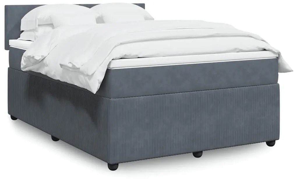 vidaXL Κρεβάτι Boxspring με Στρώμα Σκούρο Γκρι 140x190 εκ. Βελούδινο