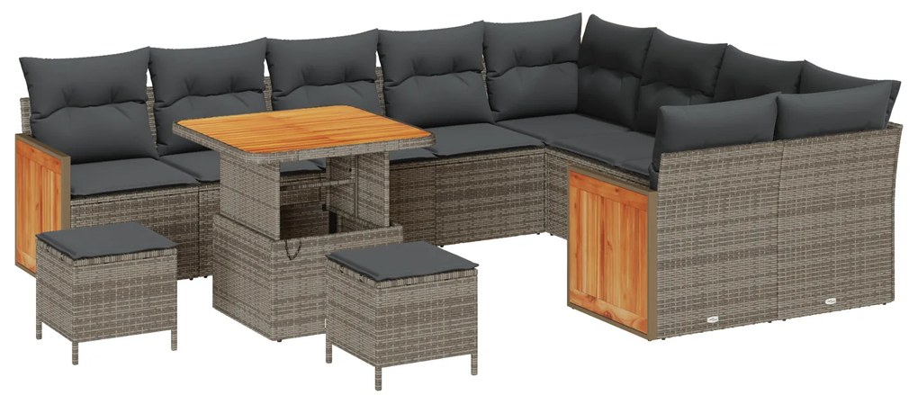 vidaXL Σετ Καναπέ Κήπου 12 pcs Γκρι, Σκούρο γκρι 80 x 80 x 71 cm