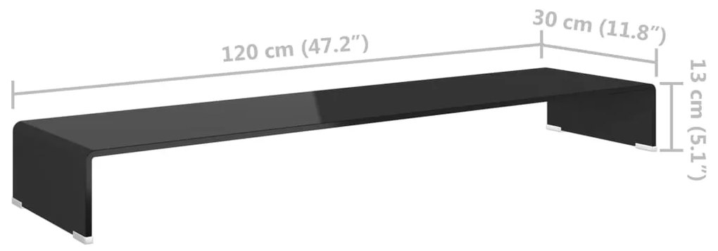 vidaXL Βάση Τηλεόρασης/Οθόνης Μαύρη 120 x 30 x 13 εκ. Γυάλινη