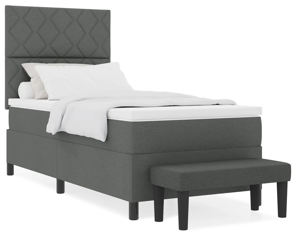 vidaXL Κρεβάτι με Ελατήριο & Στρώμα Σκούρο Γκρι 90x200 εκ
