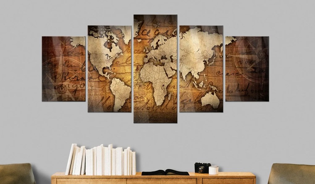 Πίνακας σε ακρυλικό γυαλί - Acrylic prints – Bronze map I - 100x50