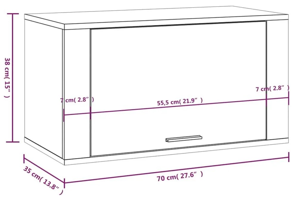 Παπουτσοθήκη Επιτοίχια Γυαλ. Λευκό 70x35x38 εκ. Επεξ. Ξύλο - Λευκό