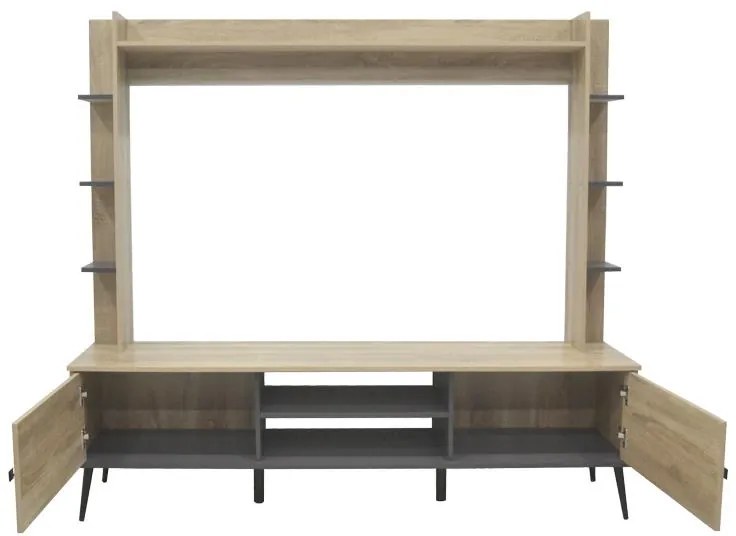 Σύνθετο σαλονιού Zezan σε sonoma-ανθρακί απόχρωση 182.5x40x162εκ 182.5x40x162 εκ.