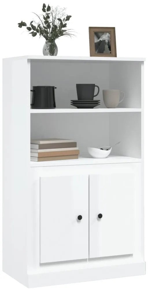 vidaXL Ντουλάπι Γυαλ. Λευκό 60x35,5x103,5 εκ. από Επεξεργασμένο Ξύλο