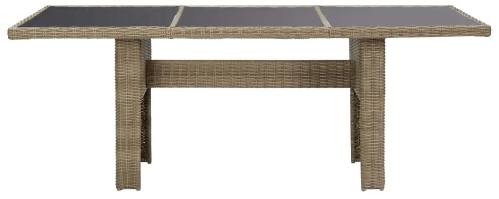 vidaXL Τραπεζαρία Κήπου Καφέ 200x100x74 εκ. από Γυαλί/Συνθετικό Ρατάν