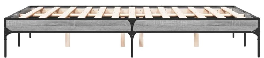 vidaXL Πλαίσιο Κρεβατιού Γκρι Sonoma 120 x 190εκ. Επεξ. Ξύλο & Μέταλλο