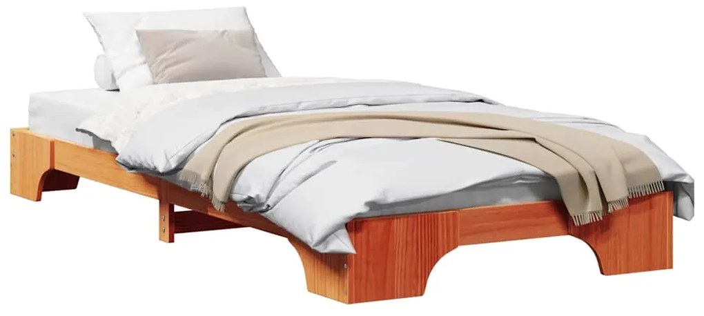 vidaXL Σκελετός Κρεβατιού Κερωτό καφέ 90 x 200 cm Στερεά ξυλεία πεύκου