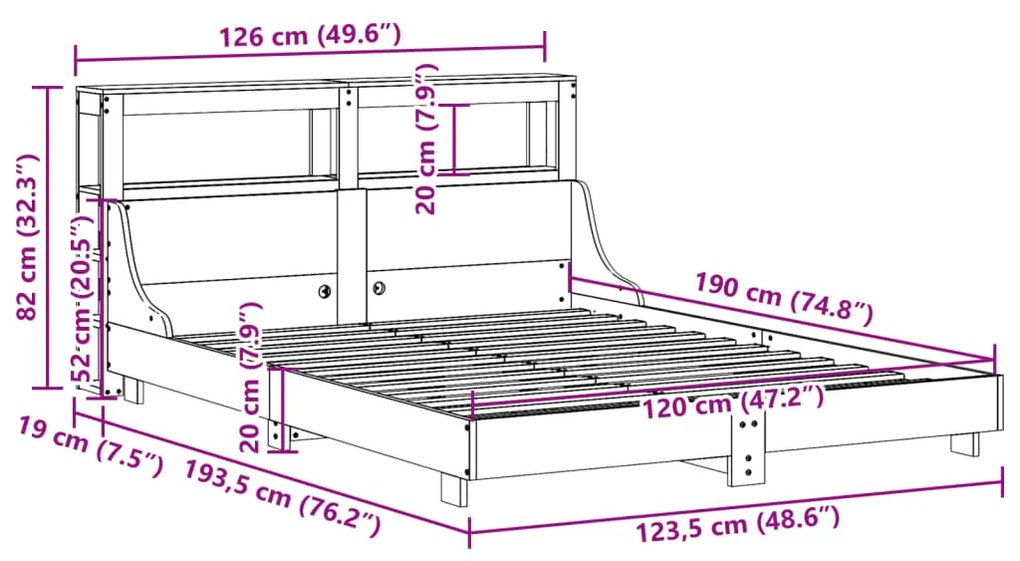 ΣΚΕΛΕΤΟΣ ΚΡΕΒ. ΧΩΡΙΣ ΣΤΡΩΜΑ ΚΑΦΕ ΚΕΡΙΟΥ 120X190 ΕΚ ΜΑΣΙΦ ΠΕΥΚΟ 3306440