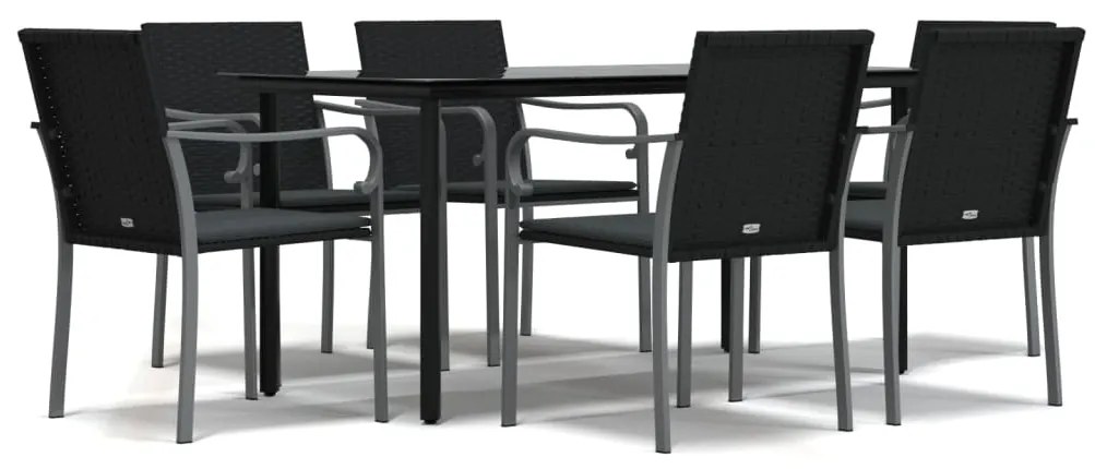 vidaXL Σετ Τραπεζαρίας Κήπου 7 τεμ. Συνθ. Ρατάν / Ατσάλι με Μαξιλάρια